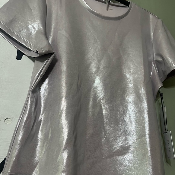 1. State Shimmering Silver Short Sleeve Top - Picture 4 of 7